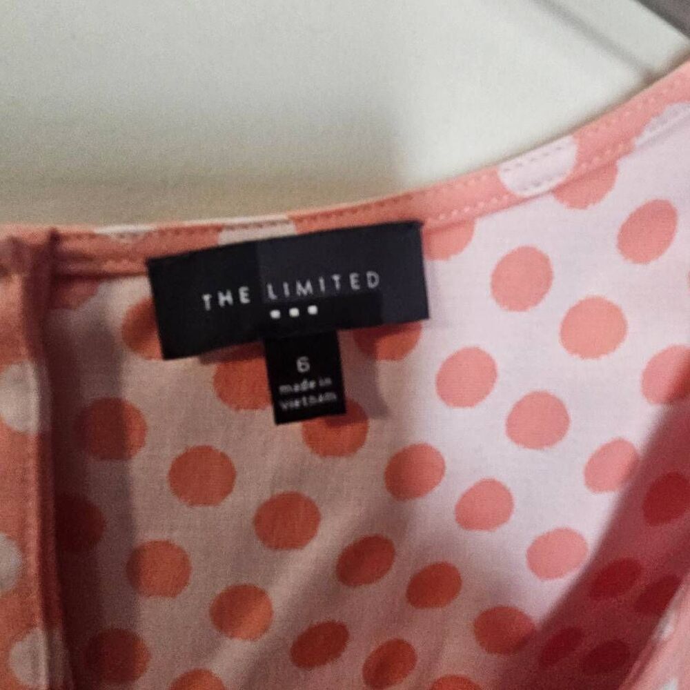 The Limited Women Dress 6 Pink Polka Dot Cotton Blend Sleeveless Fit Flared Mini — image 2 of 5